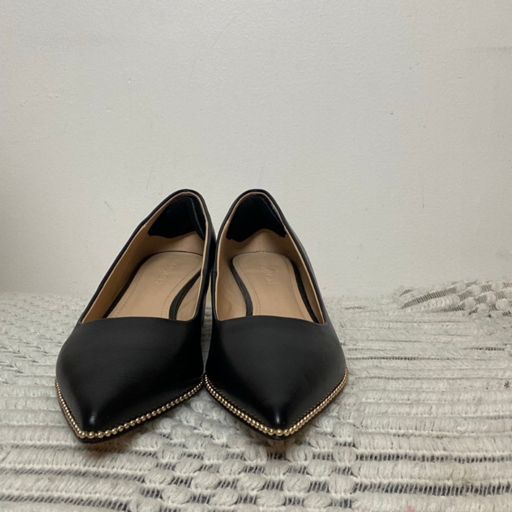 Black Leather Coach Studded heels